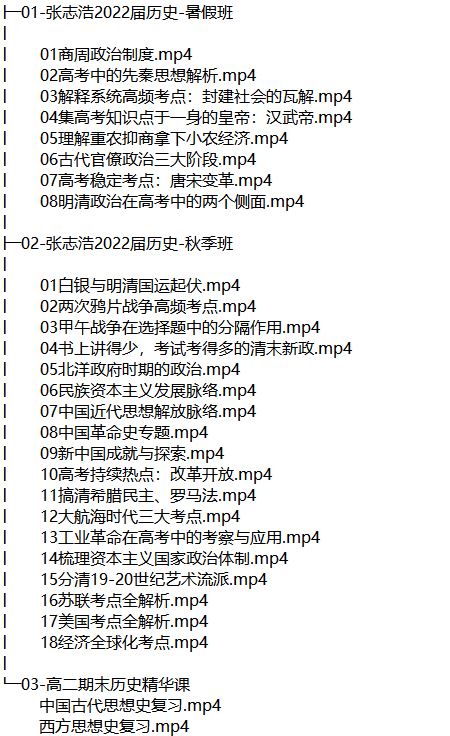 张志浩2022届高三历史一轮联报班课程视频资源(暑假+秋季)网盘分享