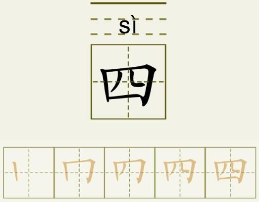 四的笔顺_四的字义_四字演变图