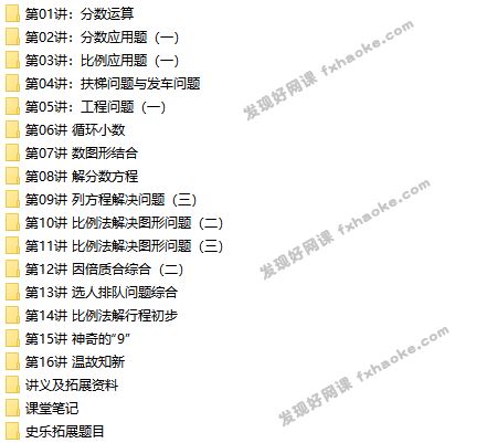 [学而思]张锋利+史乐五年级数学上学期课外辅导直播网课(暑秋 含讲义)网盘资源