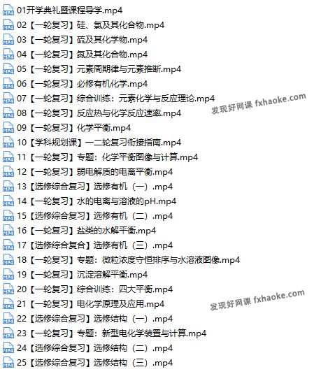 2023廖耀华化学高中高三一轮秋季A+系统班课程 网盘资源