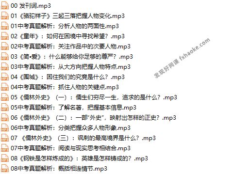 申怡老师语文中考必考名著30部音频讲解课(50讲 含资料)