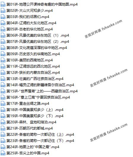 王芳讲中国地理知识启蒙视频课程(美丽大中华)网盘分享