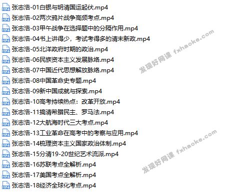张志浩2022届高三历史一轮联报班课程视频资源(暑假+秋季)网盘分享