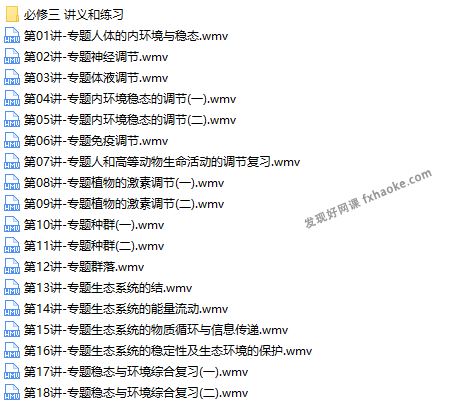 林祖荣高二生物必修三同步提高班视频课程(人教版 含资料)百度云网盘